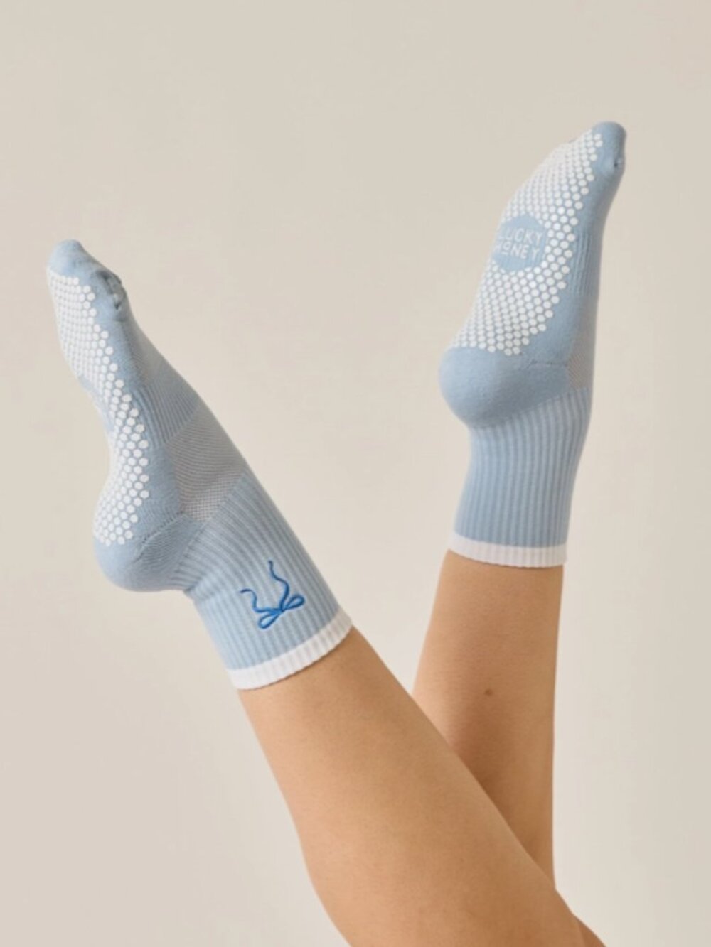 The Bow Embroidered Crew Grip Sock